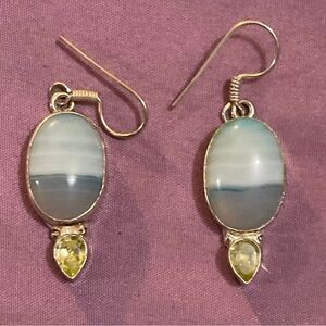 silver gemstone earrings with peridot